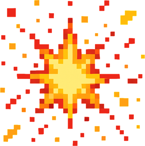 Partículas al golpear pixeleado

In-Game asset.  2d.  High contrast.  No shadows
