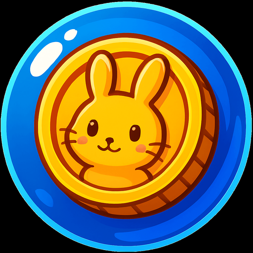 the coin inside the bubble have a cute rabbit