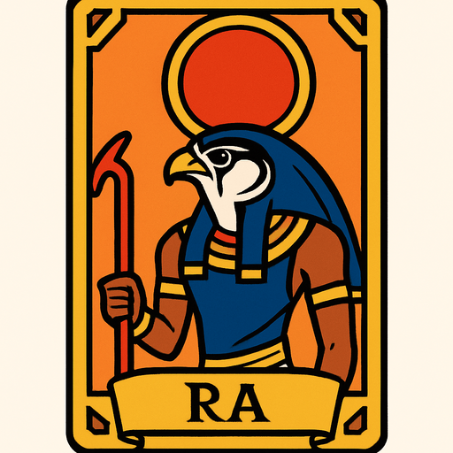 egypt god ra card.
In-Game asset.  2d.  High contrast.  No shadows