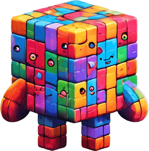 Add cute eyes to the cube