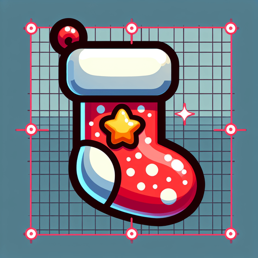 Cartoon Christmas stocking 
Single Game Texture. In-Game asset. 2d. Blank background. High contrast. No shadows.