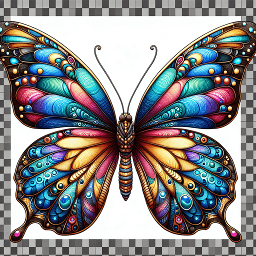 butterfly.
Single Game Texture. In-Game asset. 2d. Blank background. High contrast. No shadows.