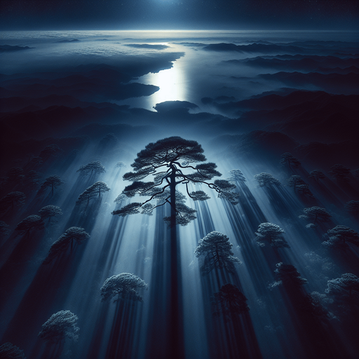 Pinetree at night, top view