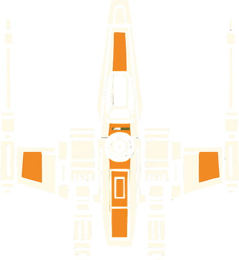 Una nave de Star wars mirada desde arriba.
In-Game asset.  2d.  High contrast.  No shadows