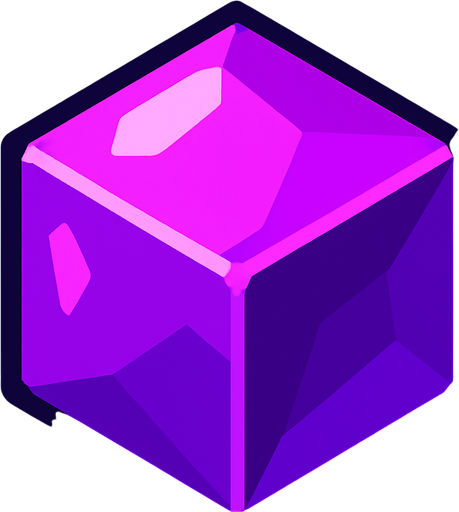 cristal morado cubico 2d.
In-Game asset.  2d.  High contrast.  No shadows