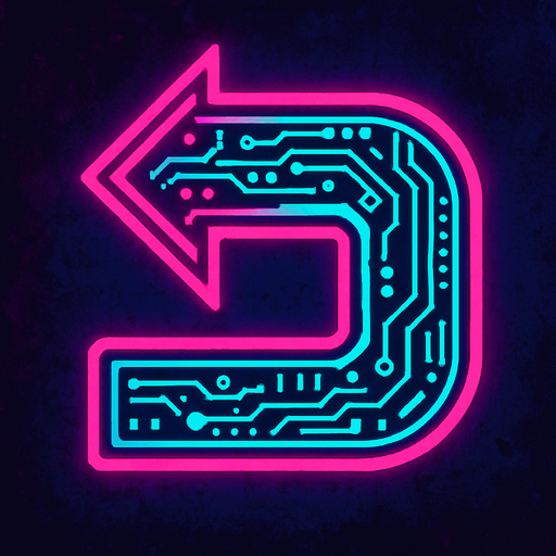 Cyberpunk style return symbol.
In-Game asset.  2d.  High contrast.  No shadows