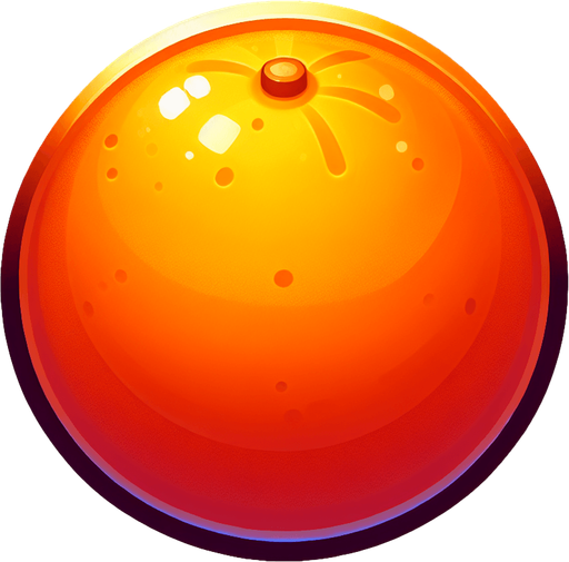 Orange.
In-Game asset.  2d.  Blank background.  No shadows