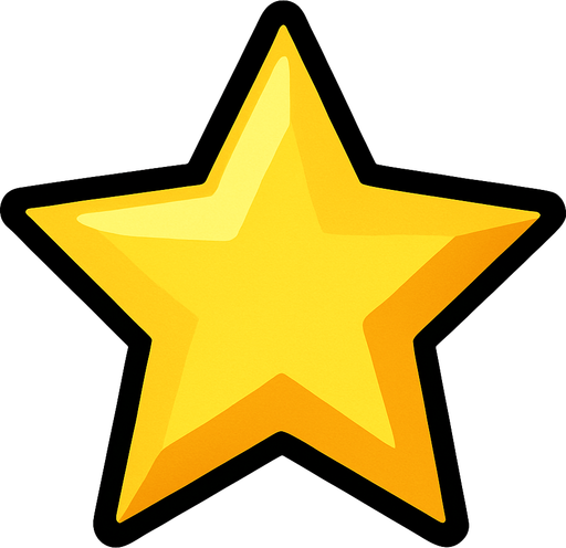 star, 2D.
In-Game asset.  2d.  High contrast.  No shadows