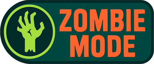 Zombie Mode buton.
In-Game asset.  2d.  High contrast.  No shadows