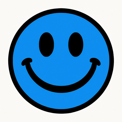 Blue smiley ball.
In-Game asset.  2d.  High contrast.  No shadows