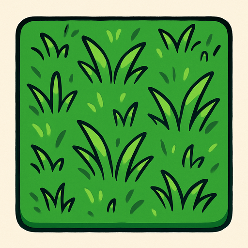 square grass tile on top viewing.
In-Game asset.  2d.  High contrast.  No shadows
