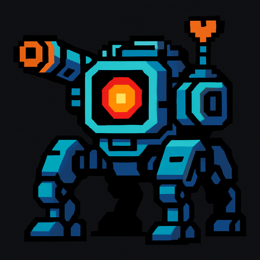 technological enemy.
In-Game asset.  2d.  High contrast.  No shadows