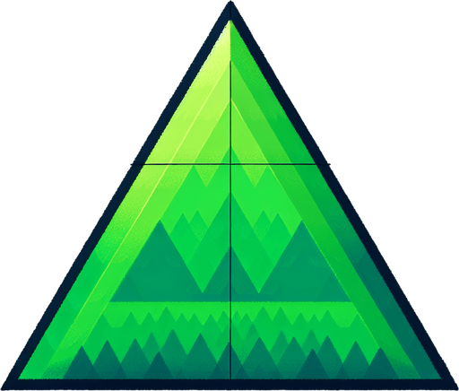 Green equilateral triangle, fills the entire picture space in width and height

Single Game Texture. In-Game asset. 2d. Blank background. High contrast. No shadows.