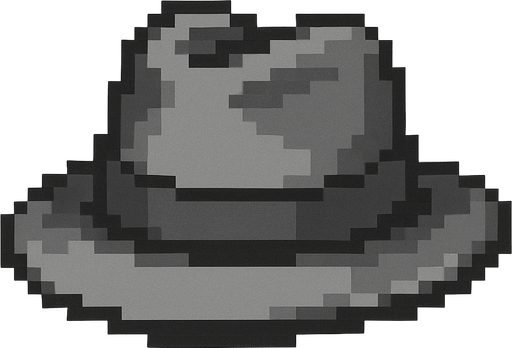 gri tonlarında şapka.
In-Game asset.  2d.  High contrast.  No shadows