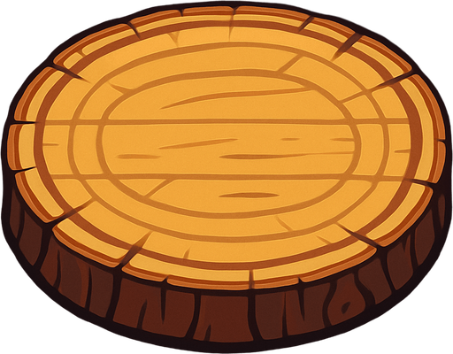 oval kütük küçük bir meydan gibi üstten görünümlü.
In-Game asset.  2d.  High contrast.  No shadows