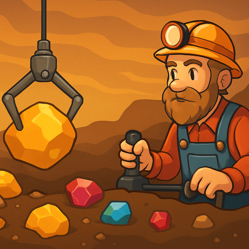 Fullscreen modern App Store landscape banner, 16:9, high definition, for a game titled "Gold Miner Classic" and with the description "Control a swinging claw to grab gold and gems from underground. Collect enough gold before time runs out to win each level.". No text on banner!