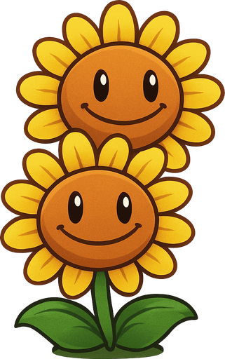 doublesunflower de plantas vs zombies fusion.
In-Game asset.  2d.  No shadows