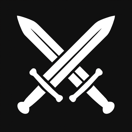 2 çapraz bir birne girmiş kılıç simgesi olacak beyaz olsun.
In-Game asset.  2d.  High contrast.  No shadows