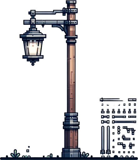 lateral view of a wooden mordern street lamp post...
video game sprite
