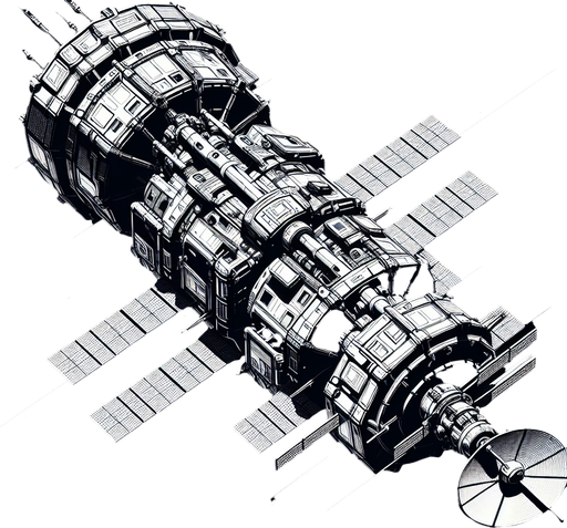 uzay uydusu.
Single Game Texture. In-Game asset. 2d. Blank background. High contrast. No shadows.