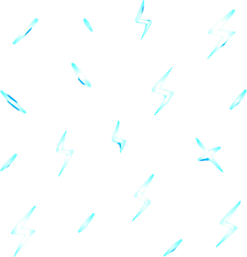 Tiny, electric-like sparks

```
- Shape: Small line/dash or tiny lightning bolt
- Color: Bright cyan (#00FFFF) or electric blue (#0088FF)
- Intensity: Very bright, almost overexposed look.
In-Game asset.  2d.  High contrast.  No shadows