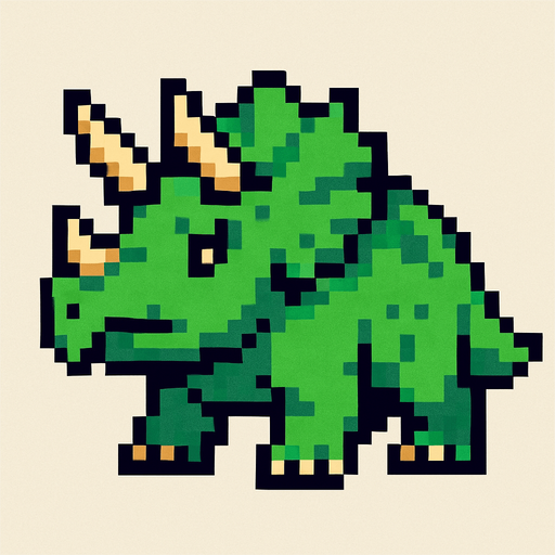 Triceraptos pixel.
In-Game asset.  2d.  High contrast.  No shadows
