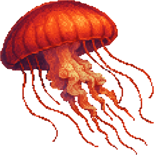 realistic pixel horizontal jellyfish.
In-Game asset.  2d.  High contrast.  No shadows