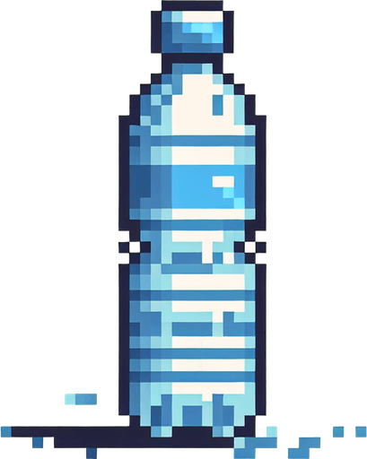pixel art, a water bottle.
Blank background. High contrast. No shadows.