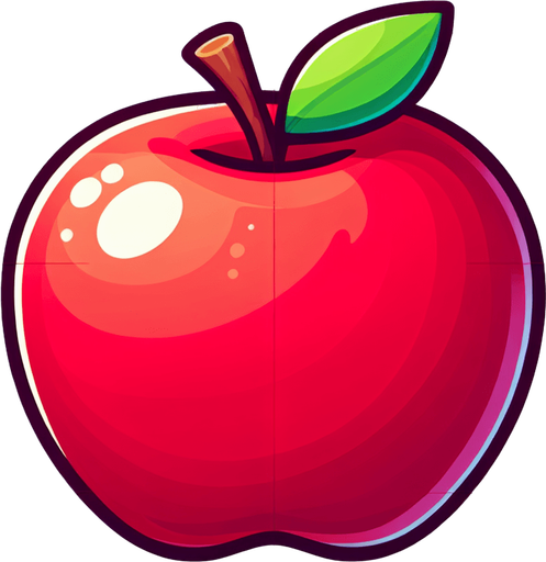 An animated image of an apple.
Single Game Texture. In-Game asset. 2d. Blank background. High contrast. No shadows.