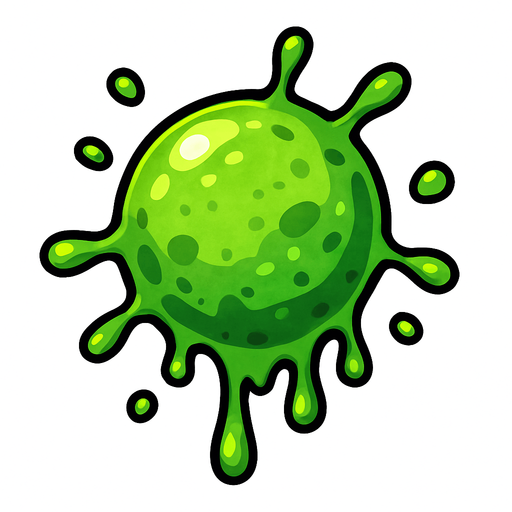 Yesil top halinde tukuruk.
In-Game asset.  2d.  High contrast.  No shadows