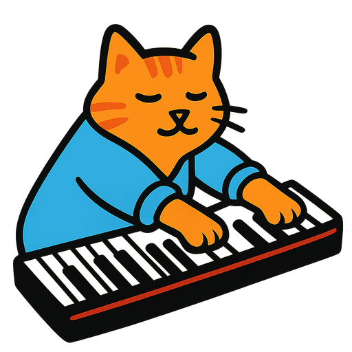 keyboard cat meme.
In-Game asset.  2d.  High contrast.  No shadows