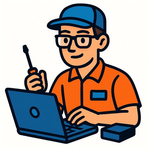 Bilgisayar teknikeri personel.
In-Game asset.  2d.  High contrast.  No shadows