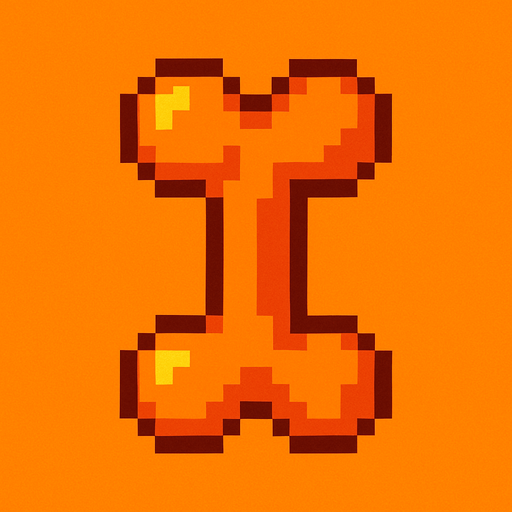 Turuncu piksel kemik.
In-Game asset.  2d.  High contrast.  No shadows