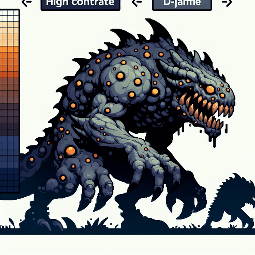 monster.
Single Game Texture. In-Game asset. 2d. Blank background. High contrast. No shadows.