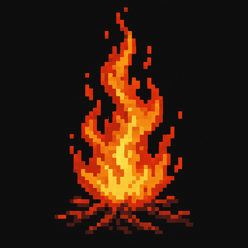 Ateş 🔥 dark souls style 2d pixel art.
In-Game asset.  2d.  High contrast.  No shadows
