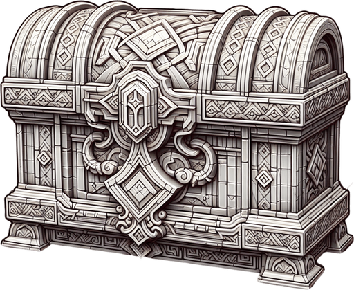 A chest for 2d game.
Single Game Texture. In-Game asset. 2d. Blank background. High contrast. No shadows.