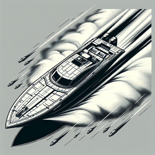 horizontal top down image drugs 
smugler super boat.
Single Game Texture.  In-Game asset.  2d.  Blank background.  High contrast.  No shadows