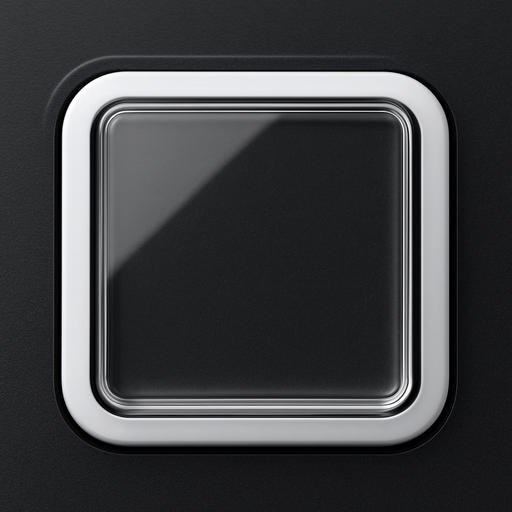 Photorealistic transparent rectange dj deck sample button with white rounded corners, front view. No text needed on image