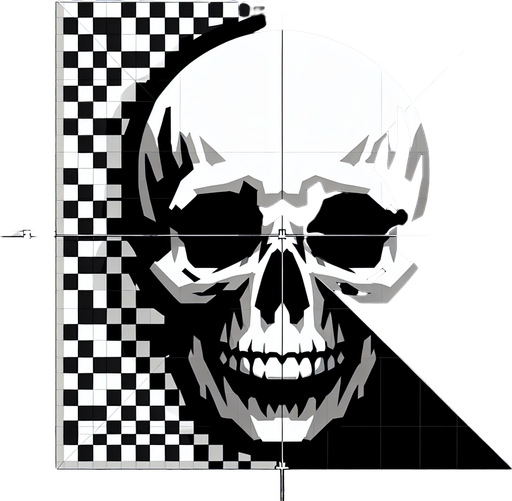 white scull.
Single Game Texture. In-Game asset. 2d. Blank background. High contrast. No shadows.