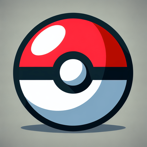 pokemon ball.
Single Game Texture. In-Game asset. 2d. Blank background. High contrast. No shadows.