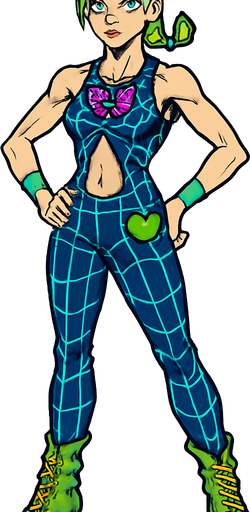 Jolyne cuerpo completo jojo's.
In-Game asset.  2d.  High contrast.  No shadows