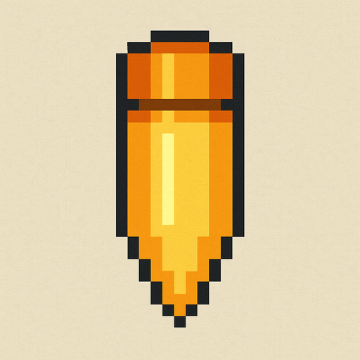 Bullet facing down and top Down 2d pixilated.
In-Game asset.  2d.  High contrast.  No shadows