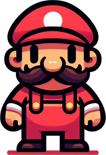mario tasarla.
Single Game Texture.  In-Game asset.  2d.  Blank background.  High contrast.  No shadows