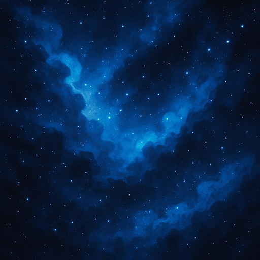 The background will be a dynamic space scene, featuring only blue and dark navy colors. top to bottom, creating a lively and immersive environment."