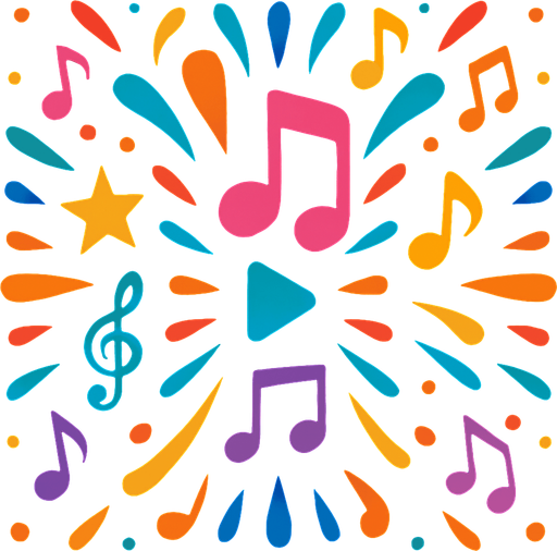 Game design for Kaleidoscope of Music Rhythm without game title, just the design for opening screen background.
In-Game asset.  2d.  High contrast.  No shadows