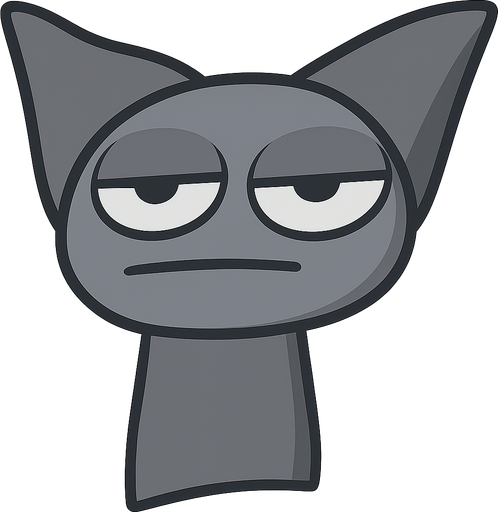 Gray sprunki . No background. Transparent background. Blank background. No shadows. 2d. In-Game asset. flat