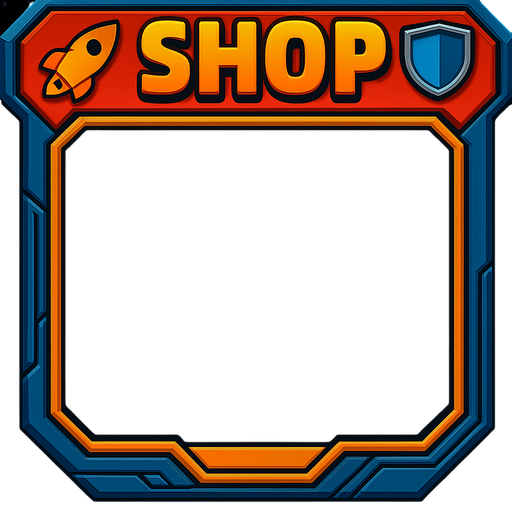сделать точно такуюже рамку но надпись заменить на shop. звезду заменить на ракету, а стрелку на щит