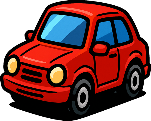 Red car.
In-Game asset.  2d.  High contrast.  No shadows