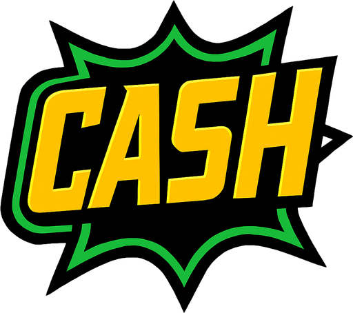 Display icon that says cash sci fi comic style font.
In-Game asset.  2d.  High contrast.  No shadows