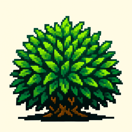 Quiero un arbusto visto desde abajo, en 32 bits.
In-Game asset.  2d.  High contrast.  No shadows